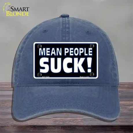 Mean People Suck Novelty License Plate Hat Unconstructed Cotton / Navy