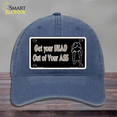 Head Out of Your Ass Novelty License Plate Hat Unconstructed Cotton / Navy