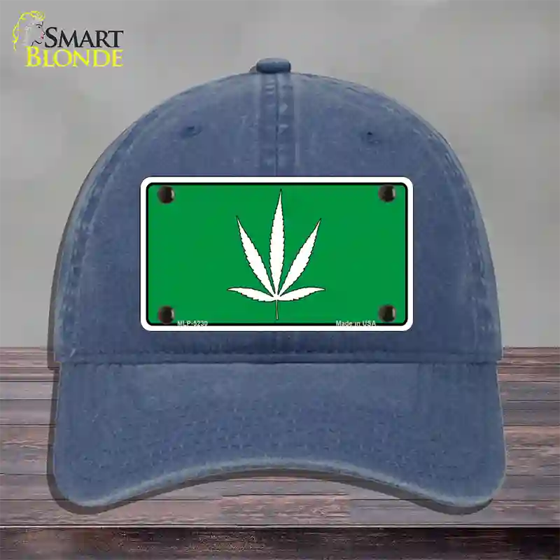 Marijuana Leaf Novelty License Plate Hat Unconstructed Cotton / Navy