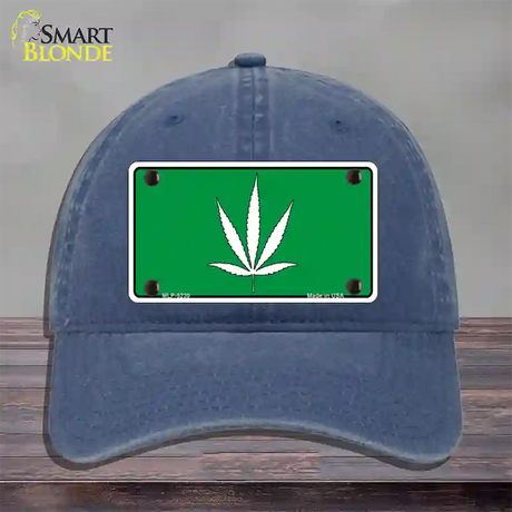 Marijuana Leaf Novelty License Plate Hat Unconstructed Cotton / Navy