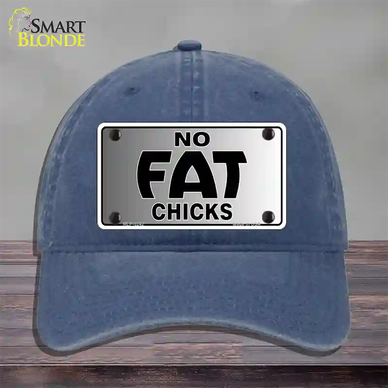 No Fat Chicks Novelty License Plate Hat Unconstructed Cotton / Navy