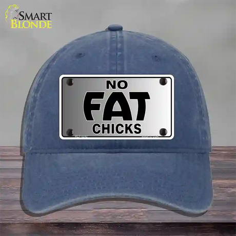 No Fat Chicks Novelty License Plate Hat Unconstructed Cotton / Navy