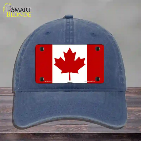 Canadian Flag Novelty License Plate Hat Unconstructed Cotton / Navy