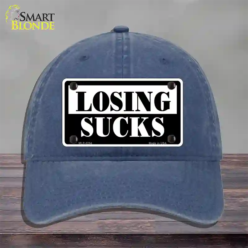 Losing Sucks Novelty License Plate Hat Unconstructed Cotton / Navy