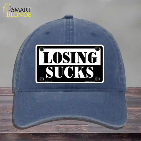 Losing Sucks Novelty License Plate Hat Unconstructed Cotton / Navy