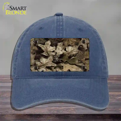 Fallen Leaves Camouflage Novelty License Plate Hat Unconstructed Cotton / Navy