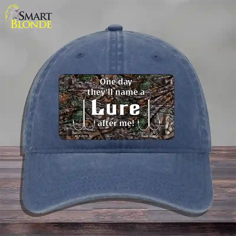 Name A Lure After Me Novelty License Plate Hat Unconstructed Cotton / Navy