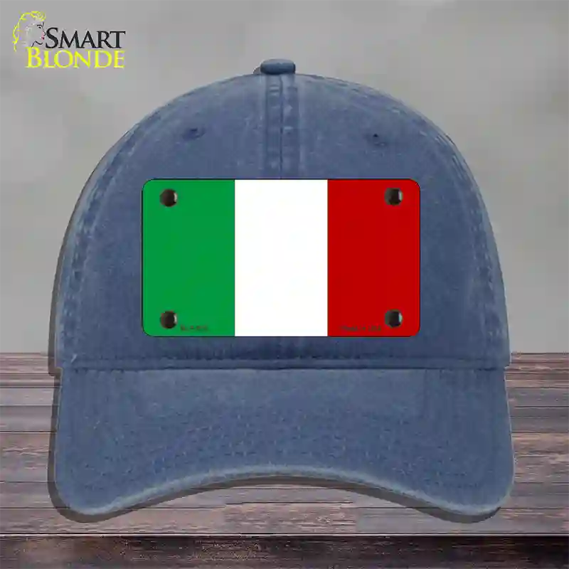 Italy Flag Novelty License Plate Hat Unconstructed Cotton / Navy