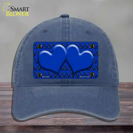 Blue Black Anchor Blue Heart CenterNovelty License Plate Hat Unconstructed Cotton / Navy