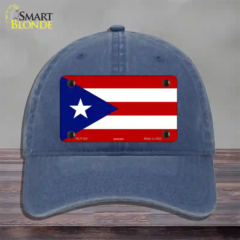 Puerto Rico Flag Novelty License Plate Hat Unconstructed Cotton / Navy