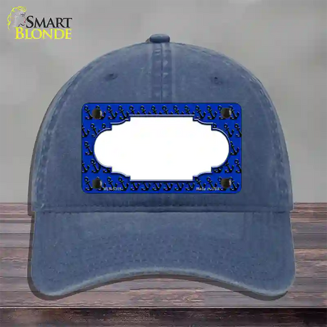 Blue Black Anchor Scallop Center Novelty License Plate Hat Unconstructed Cotton / Navy