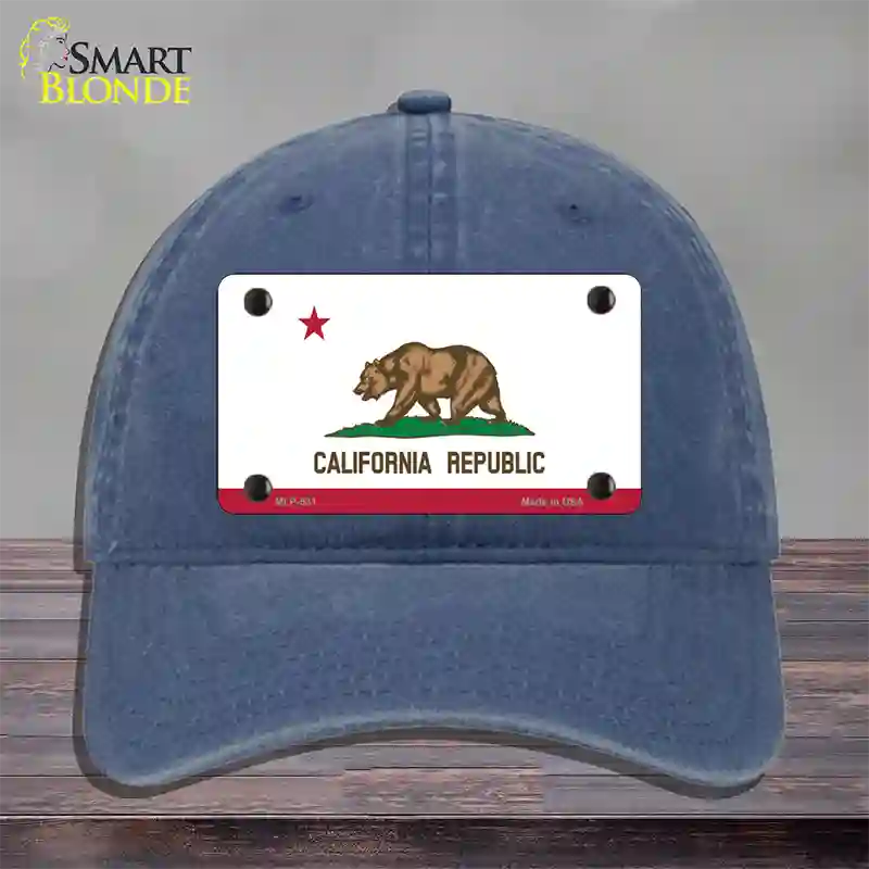 California State Flag Novelty License Plate Hat Unconstructed Cotton / Navy