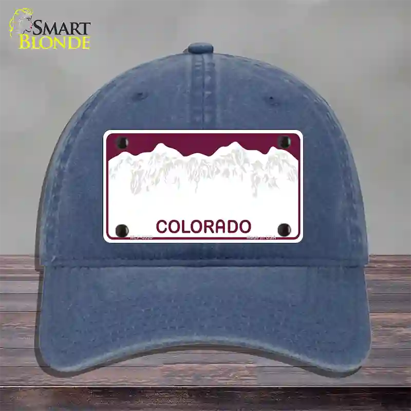 Colorado State Blank Novelty License Plate Hat Unconstructed Cotton / Navy