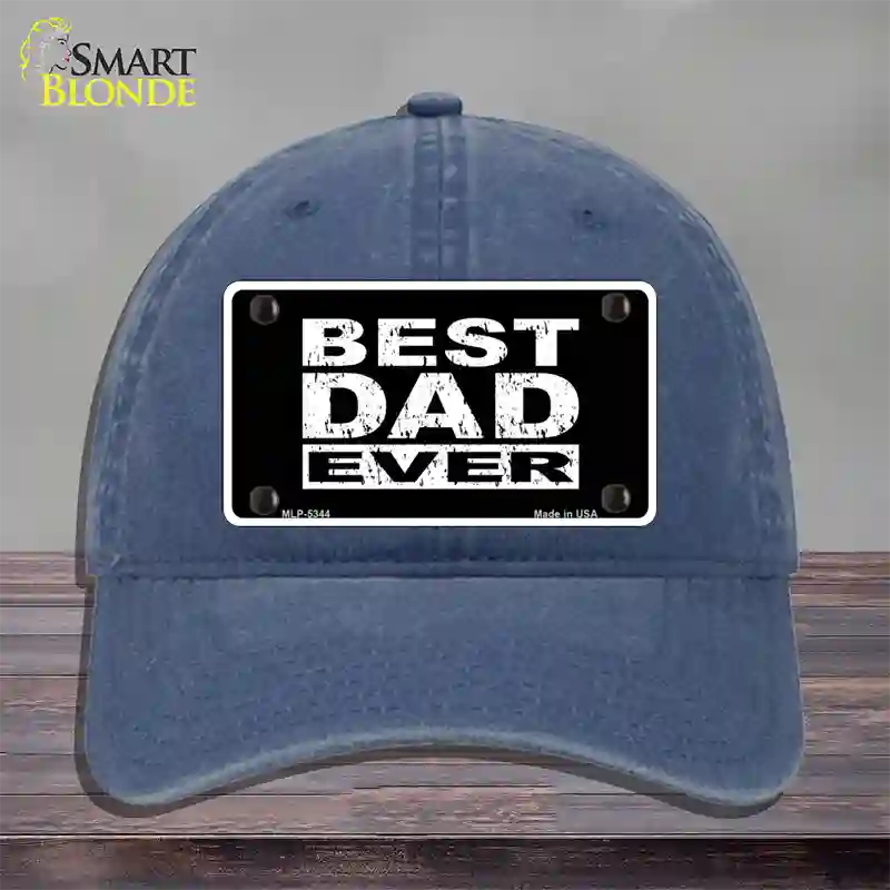 Best Dad Ever Novelty License Plate Hat Unconstructed Cotton / Navy