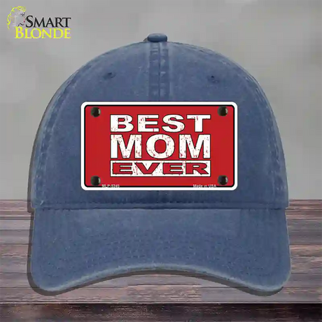 Best Mom Ever Red Novelty License Plate Hat Unconstructed Cotton / Navy