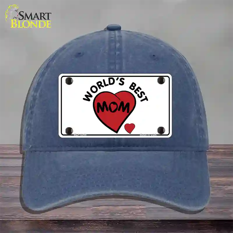 Worlds Best Mom Novelty License Plate Hat Unconstructed Cotton / Navy