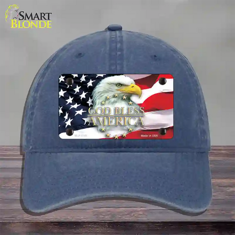 God Bless America Eagle Novelty License Plate Hat Unconstructed Cotton / Navy