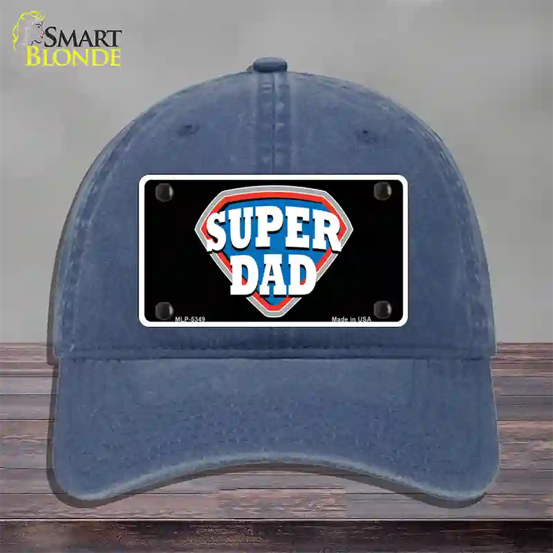 Super Dad Novelty License Plate Hat Unconstructed Cotton / Navy