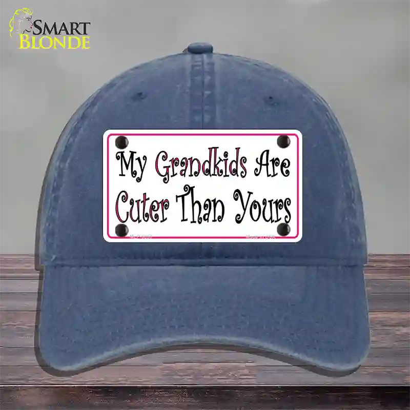 My Grandkids Are Cuter Novelty License Plate Hat Unconstructed Cotton / Navy