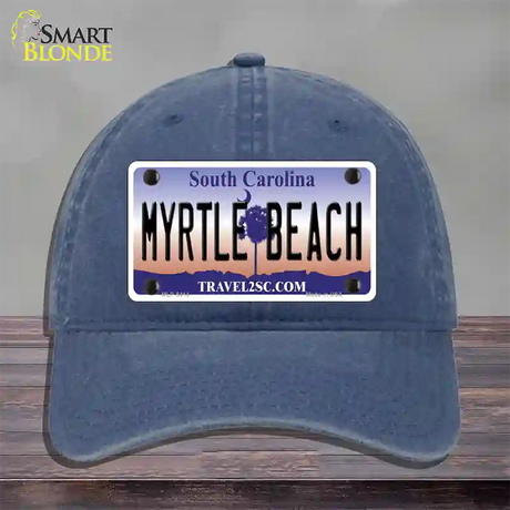 Myrtle Beach South Carolina Novelty License Plate Hat Unconstructed Cotton / Navy