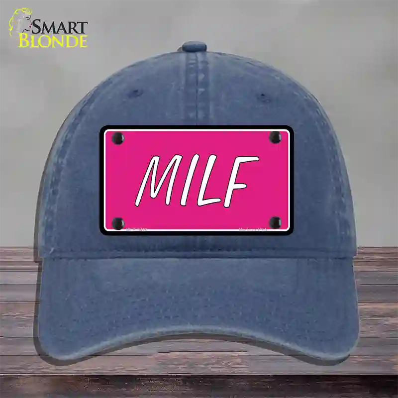 M.I.L.F Pink Novelty License Plate Hat Unconstructed Cotton / Navy