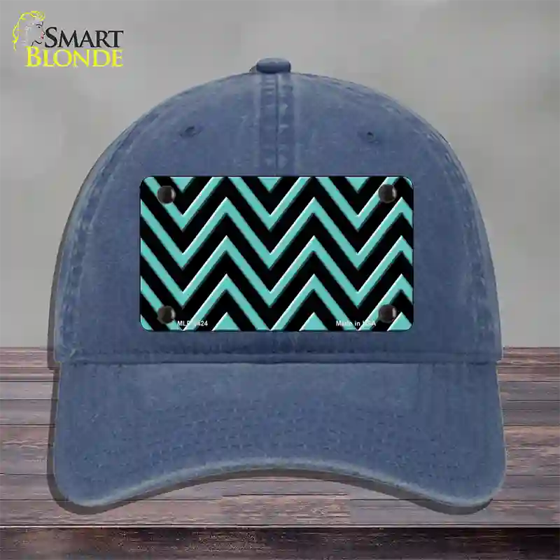 Tiffany Blue Chevron Novelty License Plate Hat Unconstructed Cotton / Navy