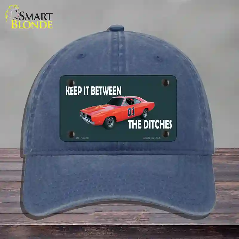 Between The Ditches Novelty License Plate Hat Unconstructed Cotton / Navy