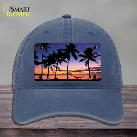 Sunset Hammock Novelty License Plate Hat Unconstructed Cotton / Navy