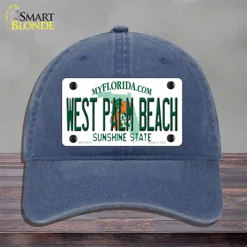 West Palm Beach Florida Novelty License Plate Hat Unconstructed Cotton / Navy