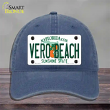 Vero Beach Florida Novelty License Plate Hat Unconstructed Cotton / Navy