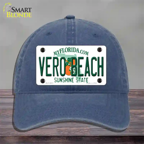 Vero Beach Florida Novelty License Plate Hat Unconstructed Cotton / Navy