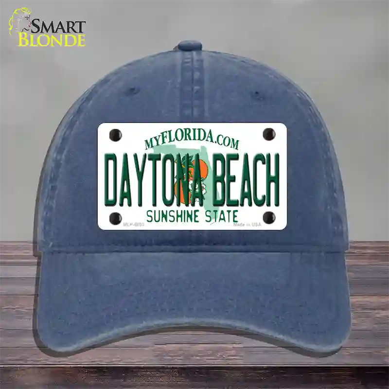 Daytona Beach Florida Novelty License Plate Hat Unconstructed Cotton / Navy