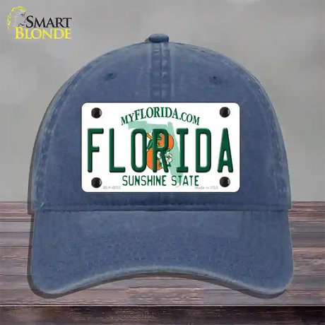 Florida Sunshine State Novelty License Plate Hat Unconstructed Cotton / Navy