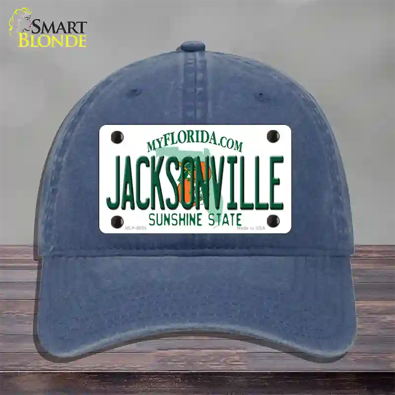 Jacksonville Florida Novelty License Plate Hat Unconstructed Cotton / Navy