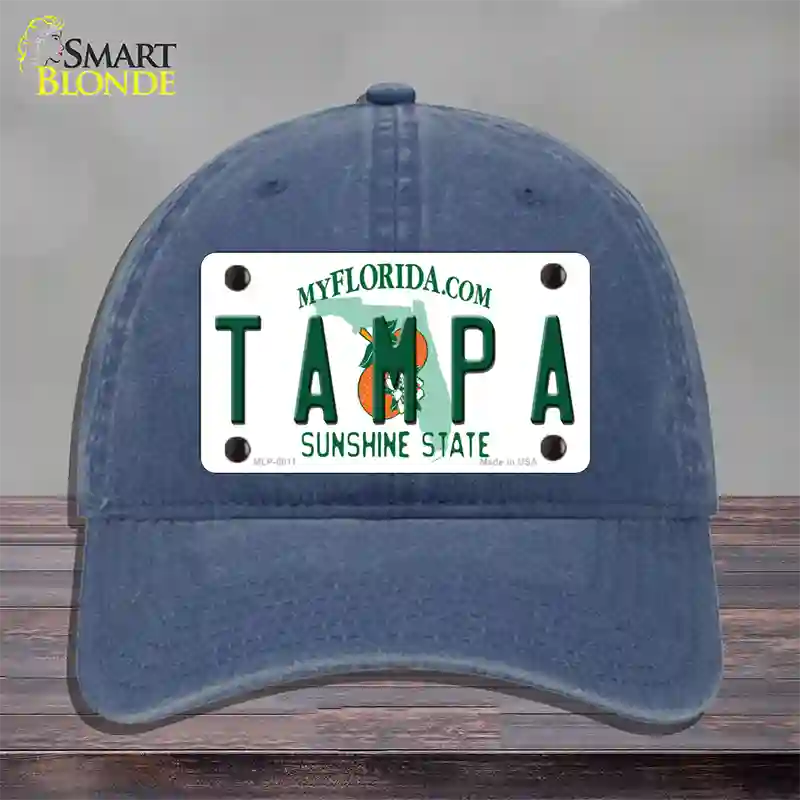 Tampa Florida Novelty License Plate Hat Unconstructed Cotton / Navy