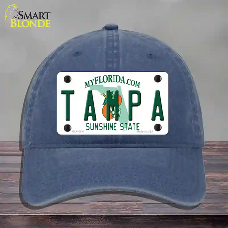 Tampa Florida Novelty License Plate Hat Unconstructed Cotton / Navy