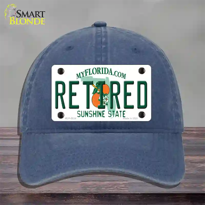 Retired Florida Novelty License Plate Hat Unconstructed Cotton / Navy