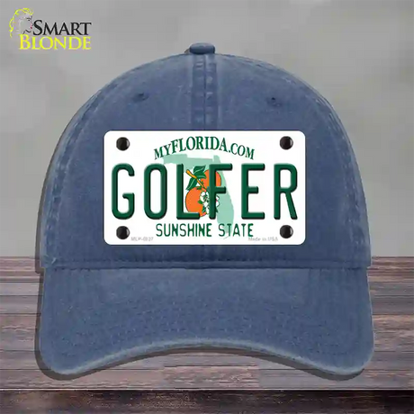 Golfer Florida Novelty License Plate Hat Unconstructed Cotton / Navy