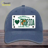 I Love Florida Novelty License Plate Hat Unconstructed Cotton / Navy