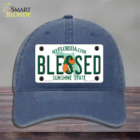 Blessed Florida Novelty License Plate Hat Unconstructed Cotton / Navy