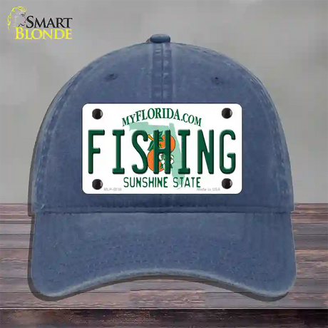 Fishing Florida Novelty License Plate Hat Unconstructed Cotton / Navy