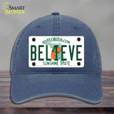 Believe Florida Novelty License Plate Hat Unconstructed Cotton / Navy