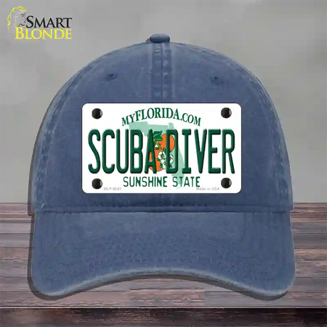 Scuba Diver Florida Novelty License Plate Hat Unconstructed Cotton / Navy