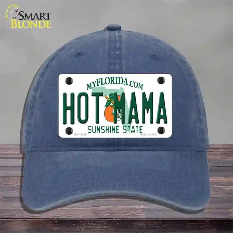 Hot Mama Florida Novelty License Plate Hat Unconstructed Cotton / Navy