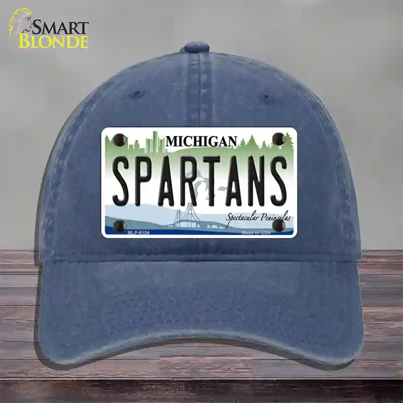 Spartans Michigan Novelty License Plate Hat Unconstructed Cotton / Navy