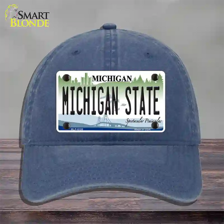 Michigan State Novelty License Plate Hat Unconstructed Cotton / Navy