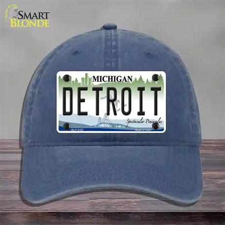 Detroit Michigan Novelty License Plate Hat Unconstructed Cotton / Navy