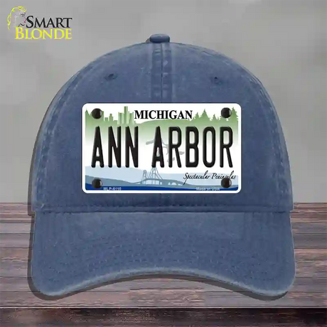 Ann Arbor Michigan Novelty License Plate Hat Unconstructed Cotton / Navy