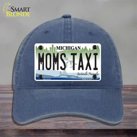 Moms Taxi Michigan Novelty License Plate Hat Unconstructed Cotton / Navy