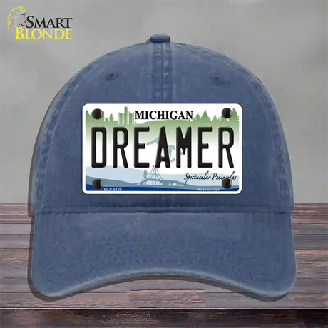 Dreamer Michigan Novelty License Plate Hat Unconstructed Cotton / Navy